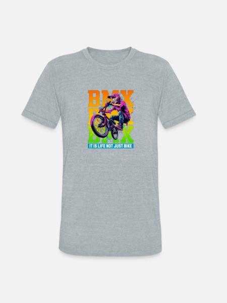 Neon BMX Rider Splash - Unisex Tri-Blend T-Shirt - heather grey