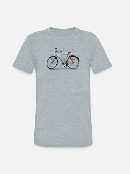 Rustic City Bicycle Sketch - Unisex Tri-Blend T-Shirt - heather grey
