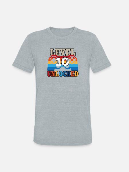 Level 10 Unlocked - Unisex Tri-Blend T-Shirt - heather grey
