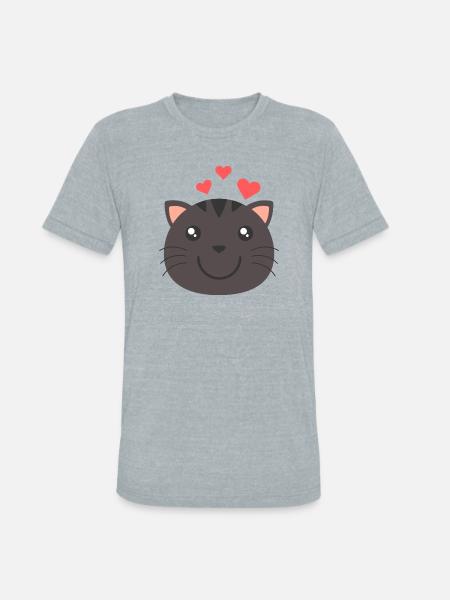 Heartfelt Cat Face - Unisex Tri-Blend T-Shirt - heather grey