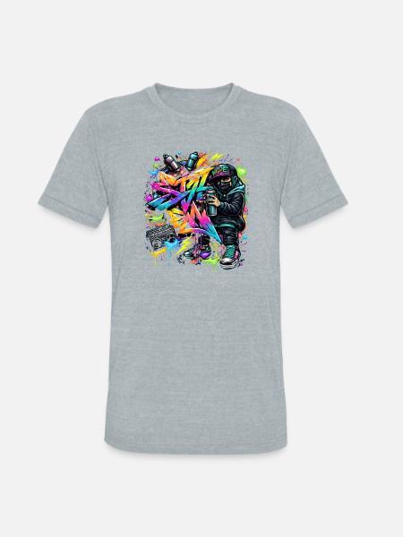 Graffiti Kid Spray Art Burst - Unisex Tri-Blend T-Shirt - heather grey