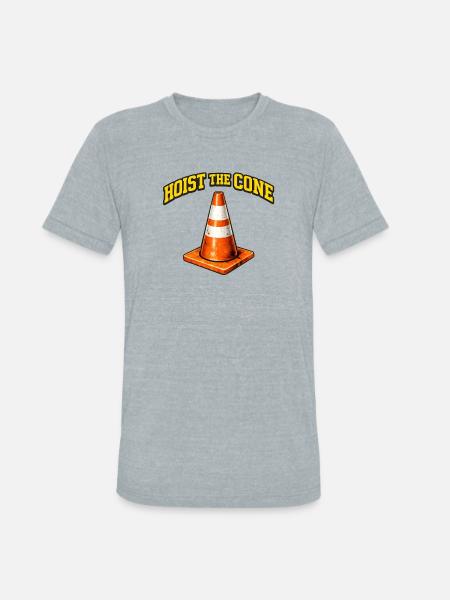 Hoist The Cone Funny Baseball Meme - Unisex Tri-Blend T-Shirt - heather grey