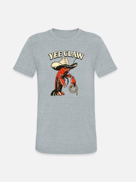 Yee Claw Lobster Cowboy - Unisex Tri-Blend T-Shirt - heather grey