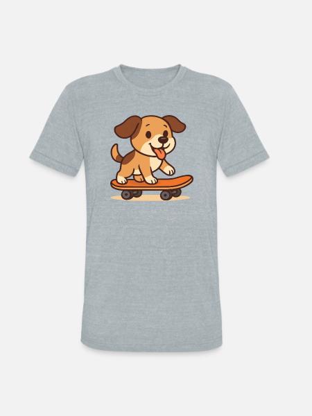 Dog roller skating - Unisex Tri-Blend T-Shirt - heather grey