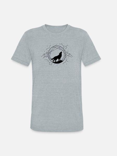 Lone Wolf Under Constellations - Unisex Tri-Blend T-Shirt - heather grey