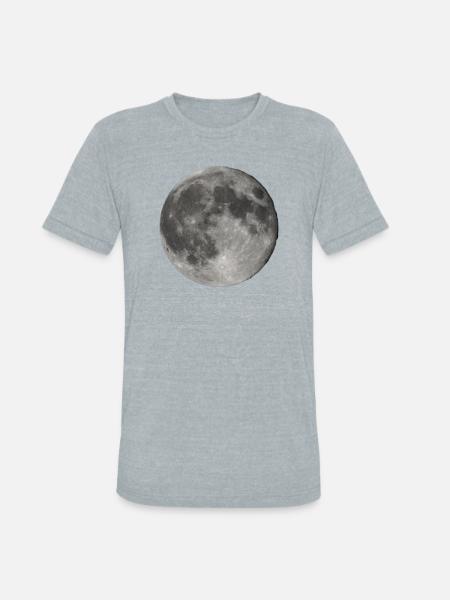 Lunar Echoes Moon Print - Unisex Tri-Blend T-Shirt - heather grey