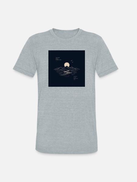 Moonlit Mountain Lake Nature Therapy - Unisex Tri-Blend T-Shirt - heather grey