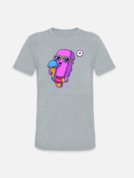 Sunny Pink Ice Pop Mascot - Unisex Tri-Blend T-Shirt - heather grey
