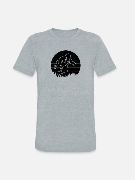 Bigfoot Carrying Antelope Funny - Unisex Tri-Blend T-Shirt - heather grey