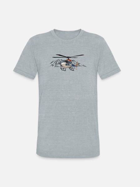Helicopter in action - Unisex Tri-Blend T-Shirt - heather grey