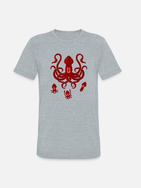 Giant Squid - Unisex Tri-Blend T-Shirt - heather grey