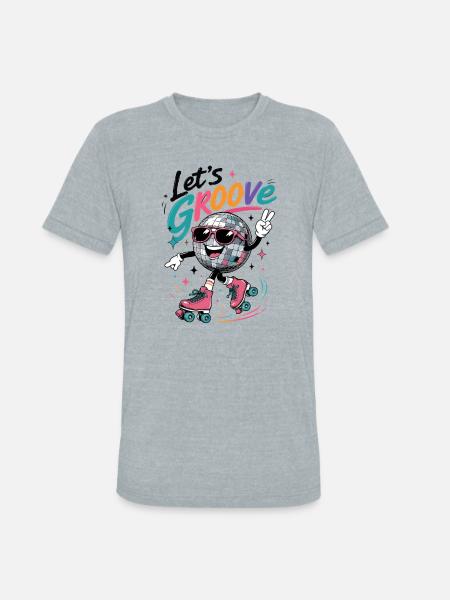 "Let's Groove" Retro Roller-Skating Disco - Unisex Tri-Blend T-Shirt - heather grey