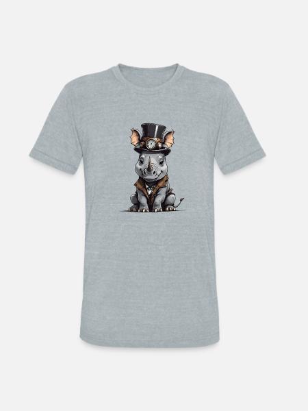 Well-dressed rhinoceros - Unisex Tri-Blend T-Shirt - heather grey