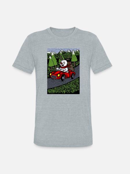 snowman blue sky version - Unisex Tri-Blend T-Shirt - heather grey