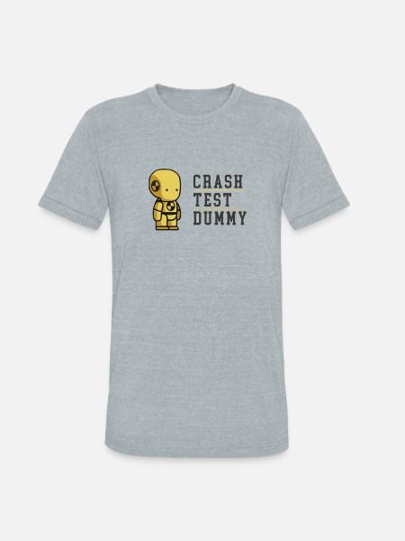 Crash Test Dummy Baby Yellow Safety Testman - Unisex Tri-Blend T-Shirt - heather grey