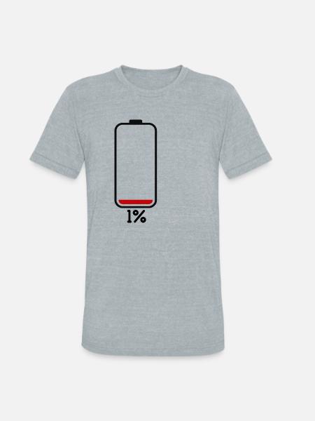 1 Low Battery 1 - Unisex Tri-Blend T-Shirt - heather grey