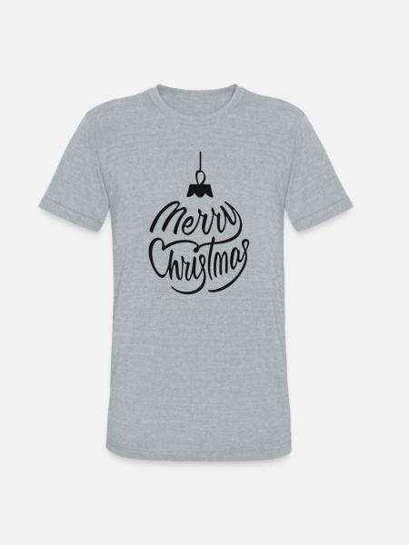 Merry Christmas Script Ornament - Unisex Tri-Blend T-Shirt - heather grey
