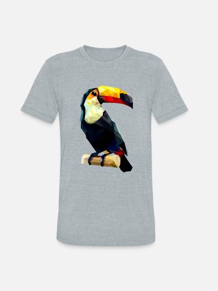 Polygonal Toucan - Unisex Tri-Blend T-Shirt - heather grey