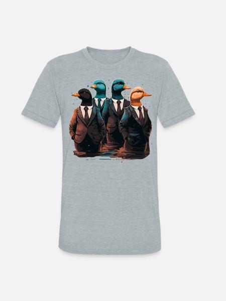 Funny Ducks in Suits - Unisex Tri-Blend T-Shirt - heather grey