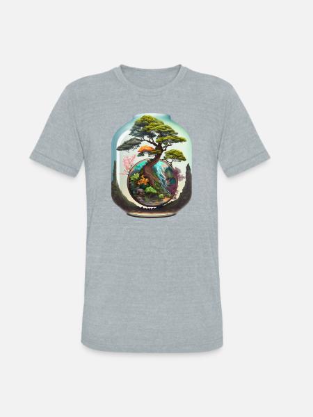 Bonsai Tree Terrarium - Unisex Tri-Blend T-Shirt - heather grey