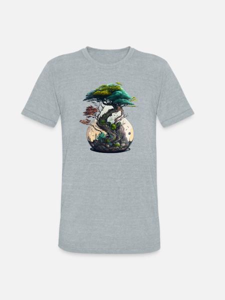 Bonsai Tree Terrarium - Unisex Tri-Blend T-Shirt - heather grey