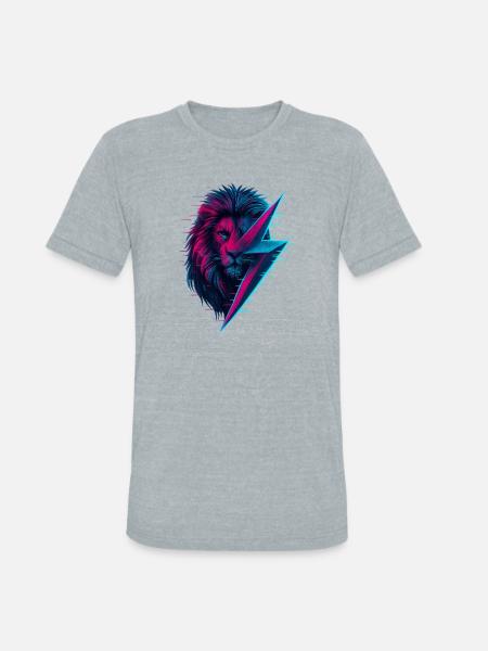 Glitched lion thunderbolt mix - Unisex Tri-Blend T-Shirt - heather grey