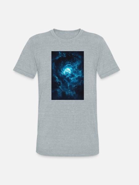 Blue Moonstorm Night Sky - Unisex Tri-Blend T-Shirt - heather grey
