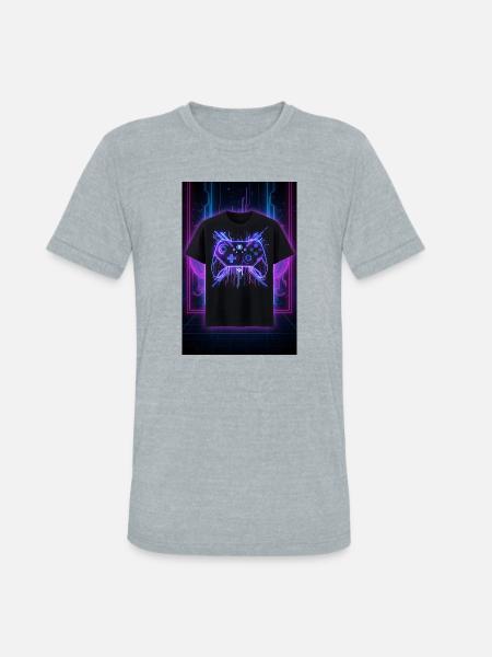 Neon Circuit Controller Glow - Unisex Tri-Blend T-Shirt - heather grey