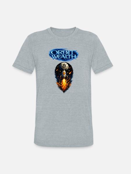 Orbit Wealth Bitcoin Rocket - Unisex Tri-Blend T-Shirt - heather grey