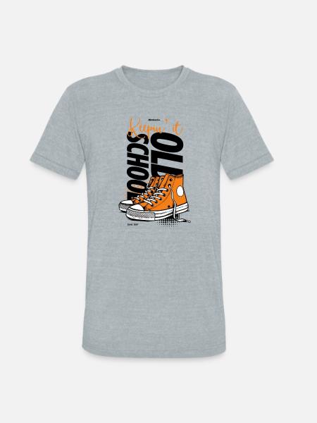 Vibrant Orange Sneakers Illustration - Unisex Tri-Blend T-Shirt - heather grey