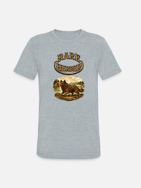 Rare Herder: Rustic Herding Wolfdog - Unisex Tri-Blend T-Shirt - heather grey