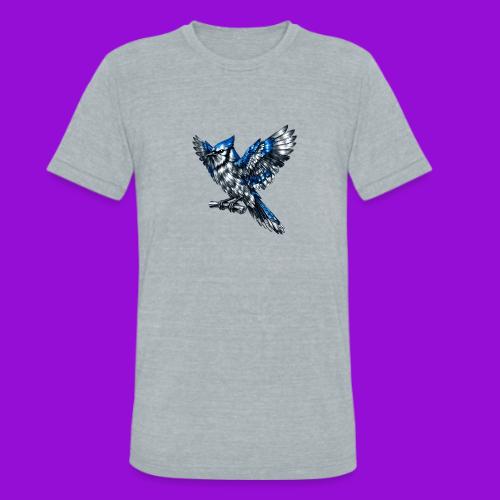 Silver Blue Jay Open Wing Perch - Unisex Tri-Blend T-Shirt