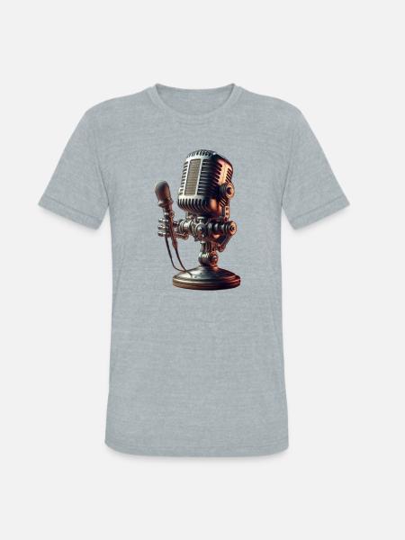 microphone - Unisex Tri-Blend T-Shirt - heather grey