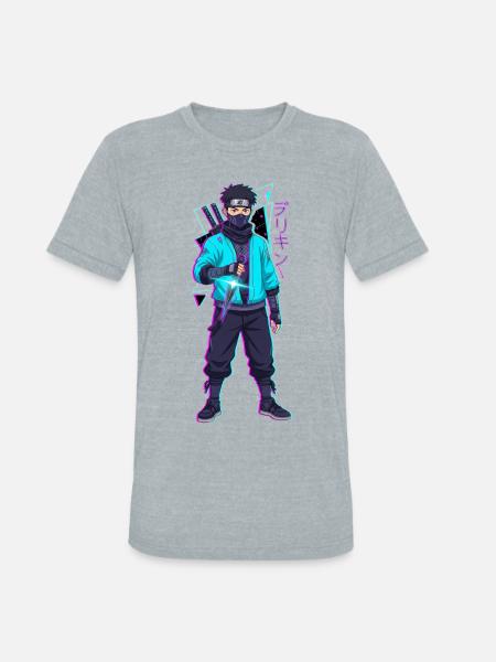 Neon Shinobi Cyan - Unisex Tri-Blend T-Shirt - heather grey
