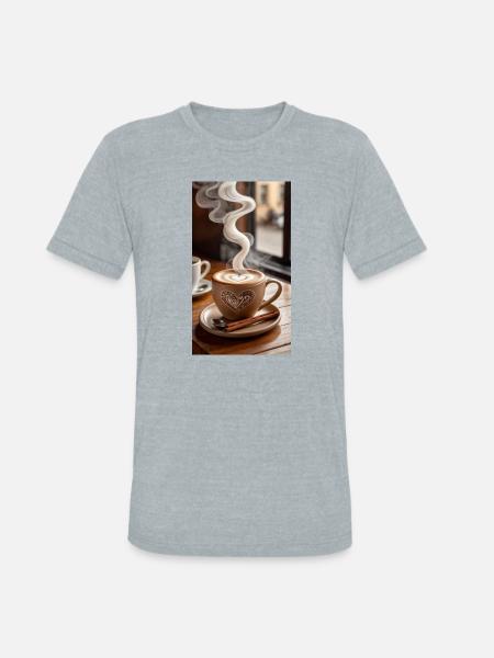 Heart Latte Steam Art - Unisex Tri-Blend T-Shirt - heather grey