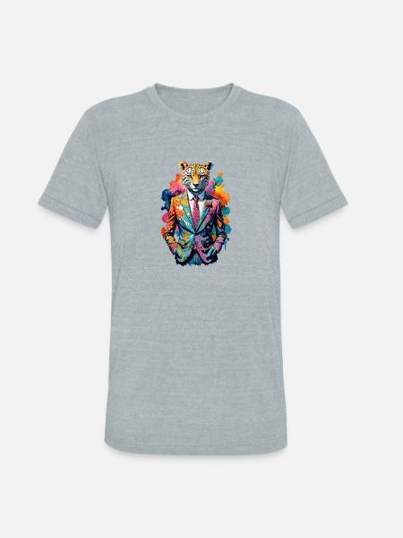 Cheetah in suit - Unisex Tri-Blend T-Shirt - heather grey