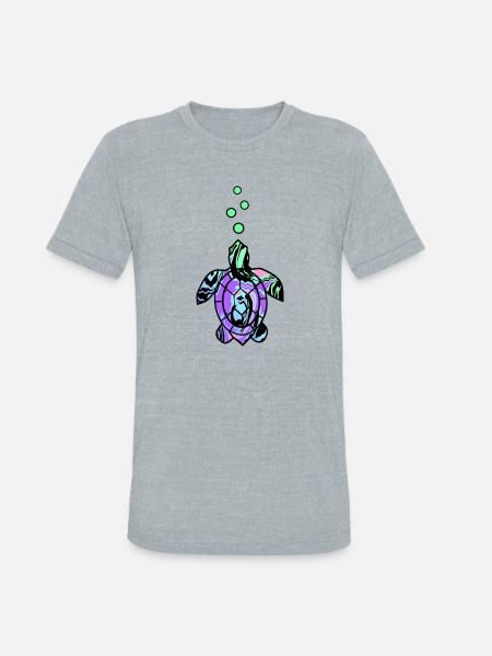 Under The Sea Turtle - Unisex Tri-Blend T-Shirt - heather grey