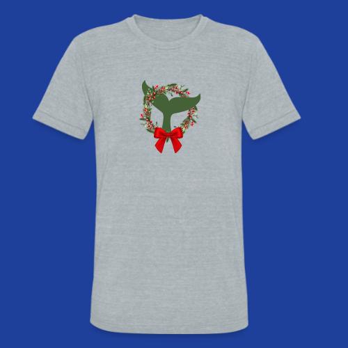 Holiday Whale Tail Wreath - Unisex Tri-Blend T-Shirt