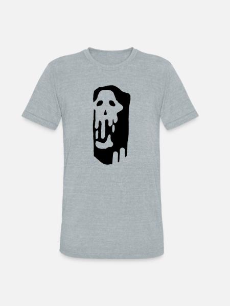 Melting Skull Glyph - Unisex Tri-Blend T-Shirt - heather grey
