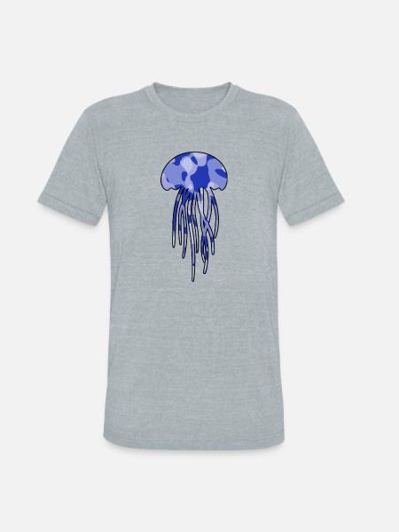 Jellyfish blue camo - Unisex Tri-Blend T-Shirt - heather grey