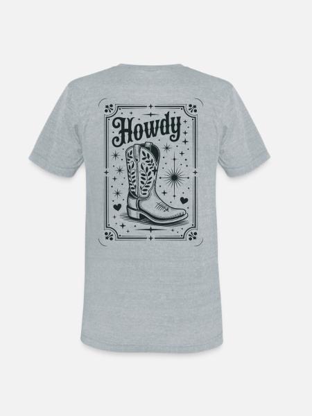 Howdy Boots Western Night - Unisex Tri-Blend T-Shirt - heather grey