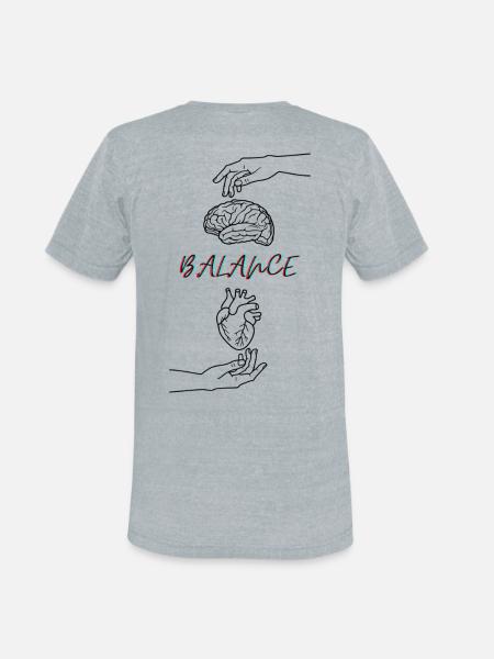 The Balance = Brain & Heart - Unisex Tri-Blend T-Shirt - heather grey
