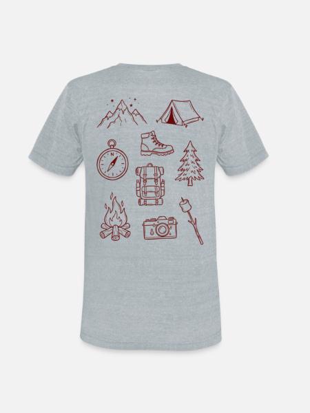 Adventure Enthusiast Camping Doodle Collage - Unisex Tri-Blend T-Shirt - heather grey