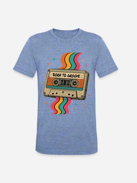 Vintage Boho Cassette Tape Design - Unisex Tri-Blend T-Shirt - heather blue
