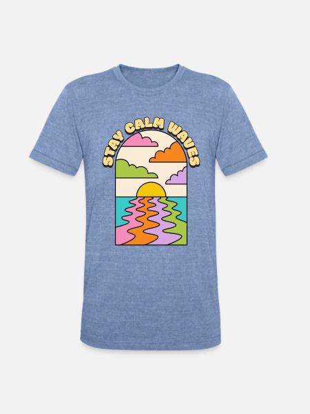 STAY CALM WAVES - Unisex Tri-Blend T-Shirt - heather blue