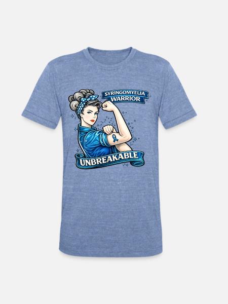 Syringomyelia Warrior Unbreakable - Unisex Tri-Blend T-Shirt - heather blue