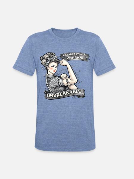 Glioblastoma Warrior: Unbreakable - Unisex Tri-Blend T-Shirt - heather blue