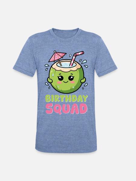 Birthday Coconut Squad - Unisex Tri-Blend T-Shirt - heather blue