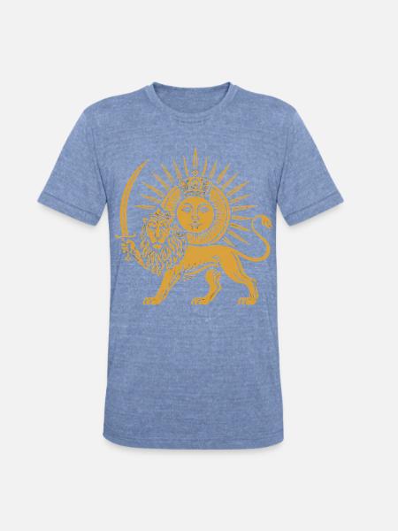 Solar Crowned Lion Emblem - Unisex Tri-Blend T-Shirt - heather blue