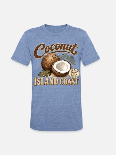Coconut Island Coast Design - Unisex Tri-Blend T-Shirt - heather blue